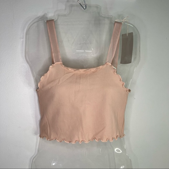 NEW Poof! Pink Rib Knit Crop Top Vintage Style Tank Top Size M/L - Picture 3 of 9